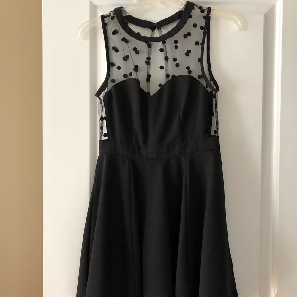 Sheer Polka Dot Black Mini Dress in XS